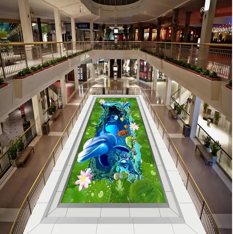 

Floor wallpaper murals dolphin wall Waterproof floor mural painting self-adhesive 3D floor Home Decoration