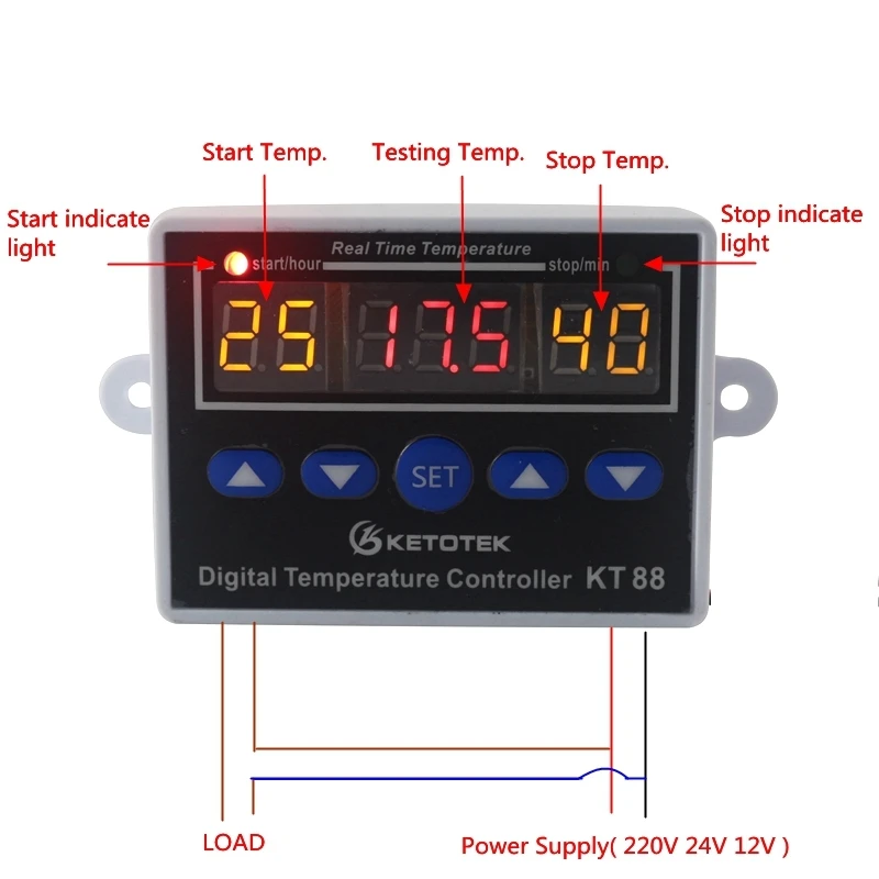 Цифровой термостат 12 В 24 110 V 220 Контроль температуры Switch 19 ~ 99C Выход 10A AC|Умная