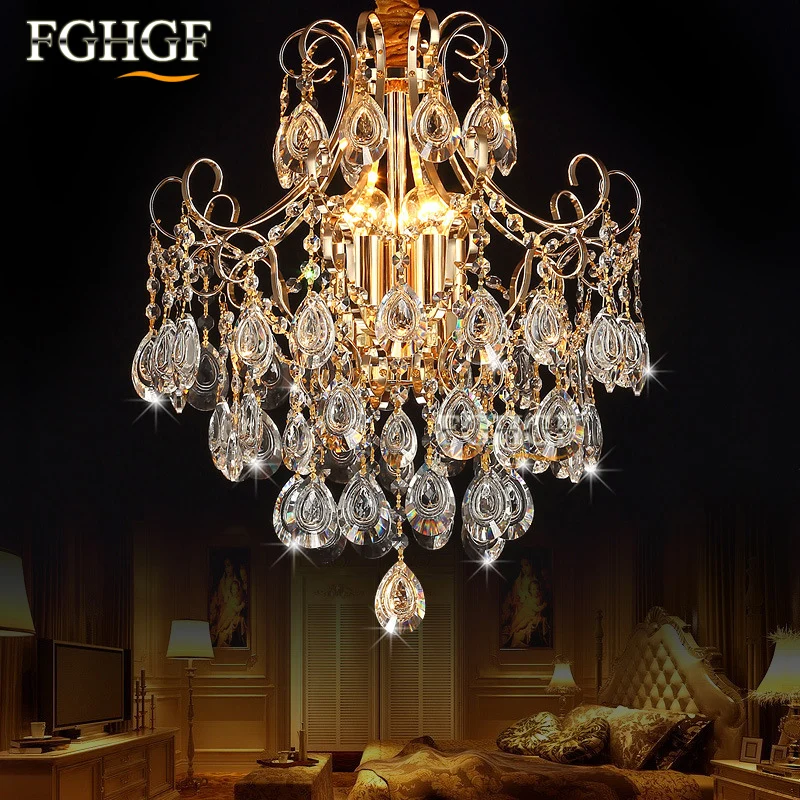 

FGHGF Modern LED Candle Chandelier Lighting for Living Room Hotel Crystal Golden Color Lamp chandelier lustres de cristal