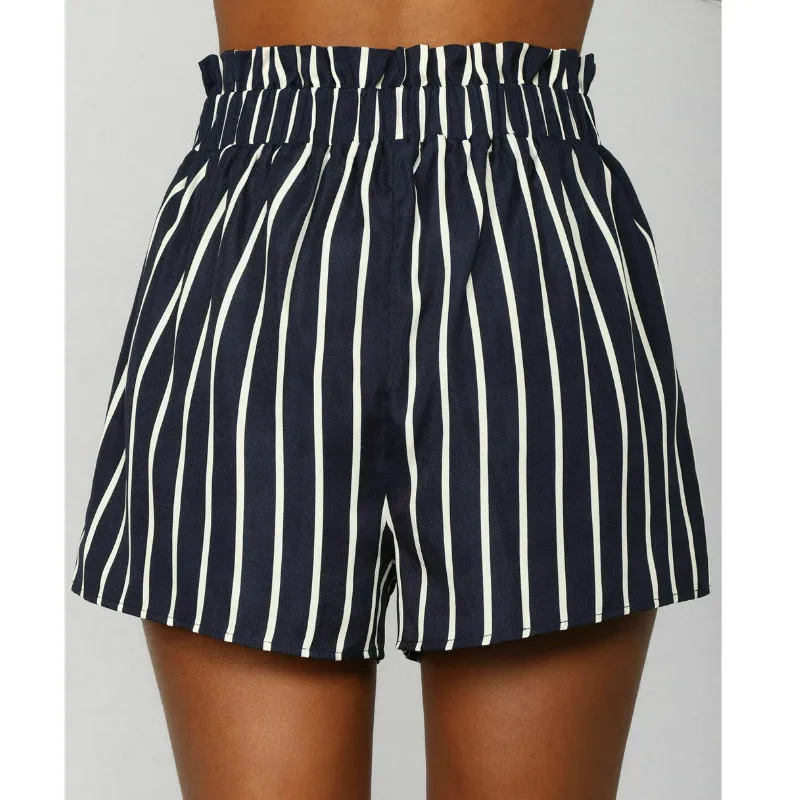 Женские модные летние пляжные шорты в полоску с высокой талией