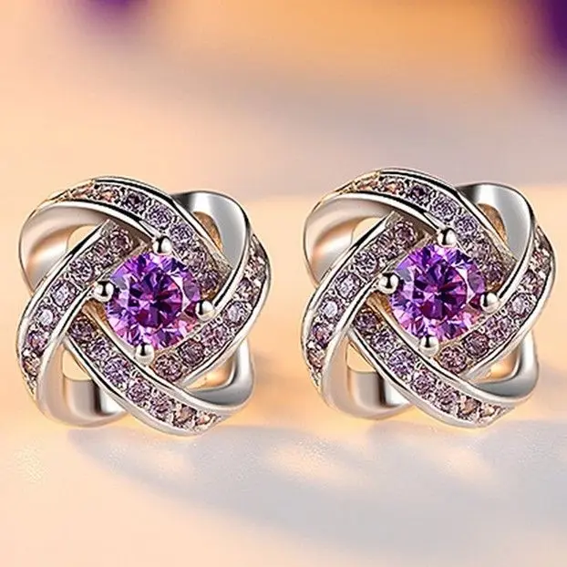 

New Hot Fashion 925 Sterling Silver Crystal Cross Earrings for Women Girls Gift Fashion Statement Jewelry