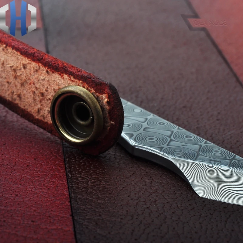 Utility Knife Damascus Steel Out Of The Box Small Rose Pattern Cutter Open Can Open Unpacking Express Knife EDC