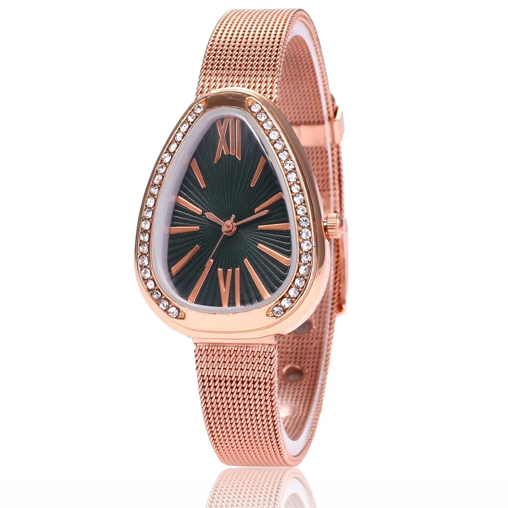 Zegarek Damski, роскошные женские часы-браслет, женские модные брендовые треугольные часы из розового золота, Женские кварцевые наручные часы, часы