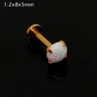 Surgical Steel Opal Stone Septum Nose Ring Opal Ball Closure Nipple Tragus Eyebrow Lip Belly Piercing Earring Body Jewelry