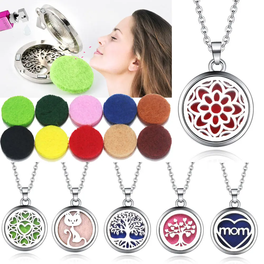 

Mixed style Aroma Locket Pendant Necklace Stainless Steel Magnetic Aromatherapy Essential Oil Diffuser Perfume Locket Pendant
