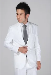Новое поступление модные брендовые Мужские приталенные костюмы деловой строгий костюм со штанами смокинг жених свадебные костюмы для мужчин - Цвет: white  2 buttons