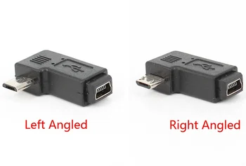 

50pcs/lot 90 Degree Left/Right Angled Micro USB Male to Mini USB 5pin Female Data Sync Power Adapter