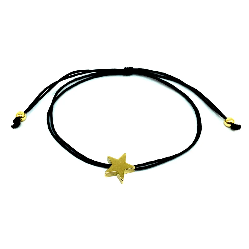 Счастливый браслет желаний Золотой Крест Сердце Звезда Шарм шнур браслет для женщин детей регулируемый браслет ручной работы