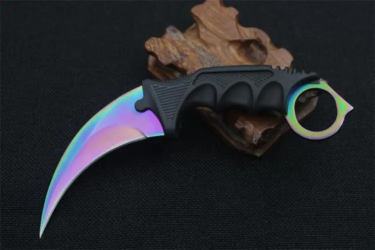 CS Cold CSGO karambit нож Тактический охотничий нож Открытый походный Карманный стальной фиксированный нож ножи для выживания спасательные инструменты edc - Цвет: Rain