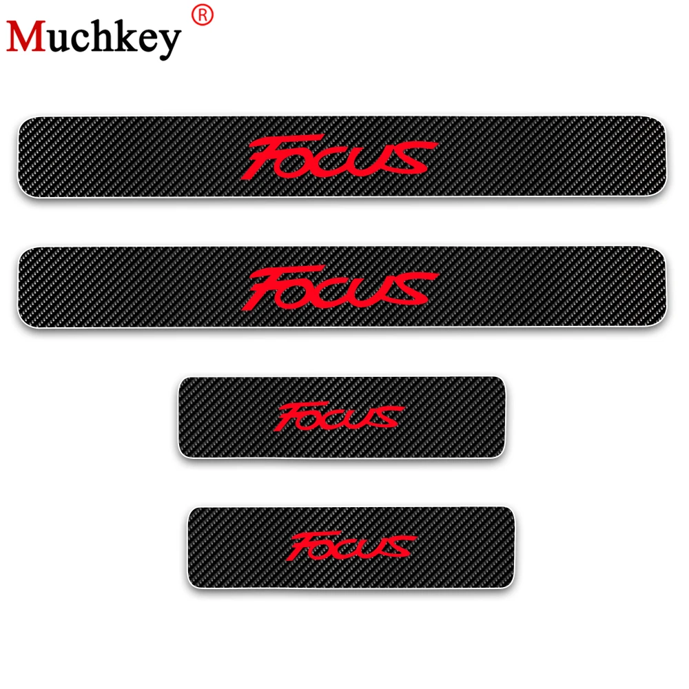 Adesivo de Fibra de Carbono Adesivo de Porta Protetor para Ford Porta de Carro Acessórios para Carro Seda Focus Bem-vindo Pedal Adesivos Auto 4 Unidades 4d