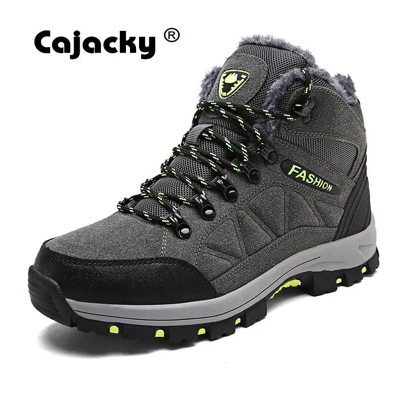 

Cajacky Fashion Men Ankle Boots With Fur Waterproof Snow Boots Men Winter Autumn Warm Boot Shoes Unisex Plush High Top Shoes New