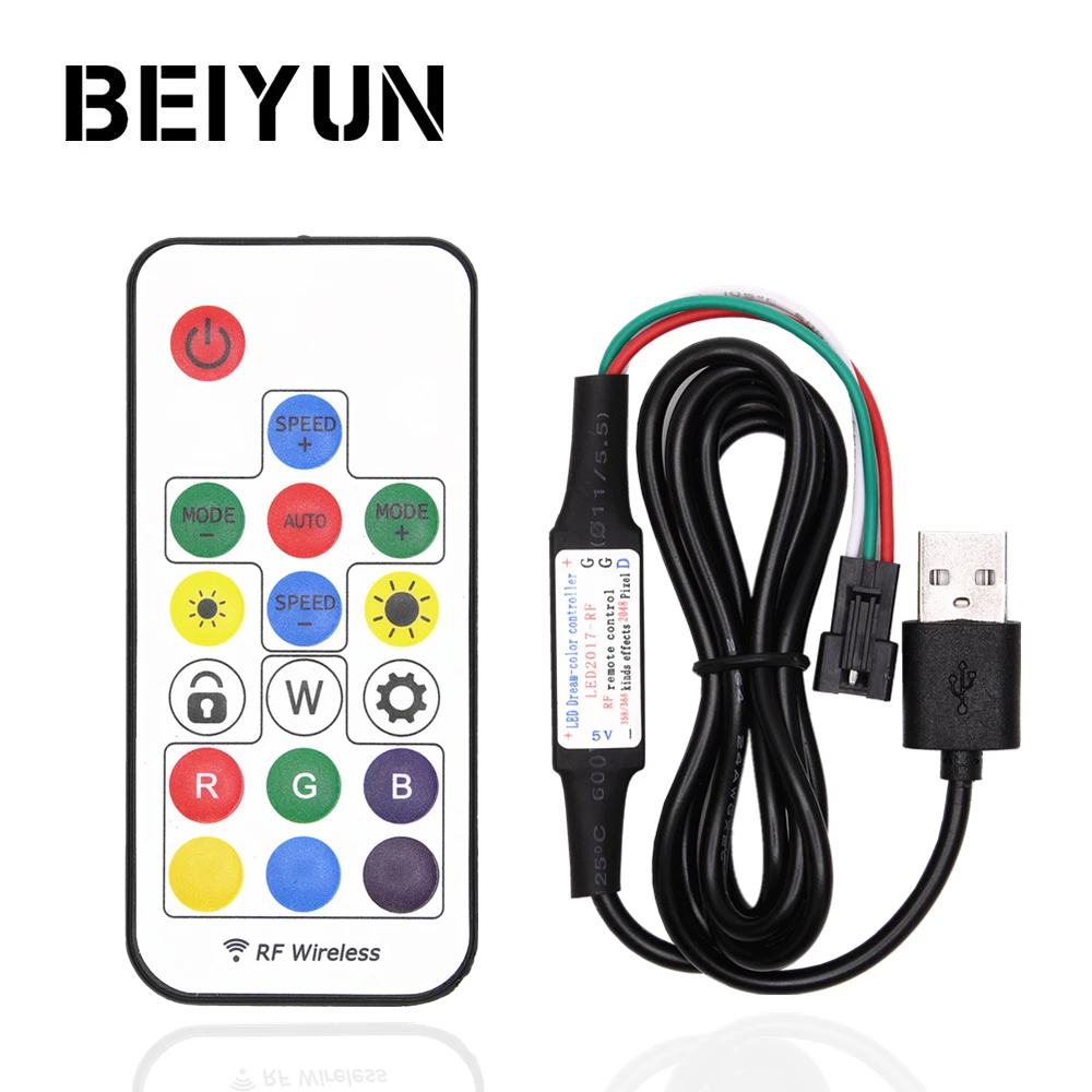 

5V USB LED Controller 17Key SP103E RF Wireless Remote Control For WS2811 WS2812B Driver IC Colorful RGB LED Strip 5050