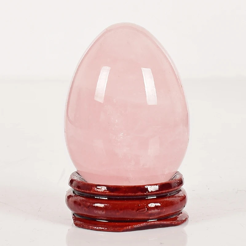 50*35mm rose quartz Egg &amp Wood Base Undrill Natural Stone and healing Crystals Home decoration accessory Kegel Massage Yoni | Дом и сад