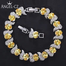 8 вариантов цветов высокое качество желтый кубический цирконий камень серебро браслет ювелирные изделия для женщин подарок на праздник AB031