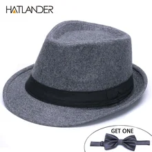 HATLANDER Классические однотонные Мужские фетровые шляпы для папы, для джентльмена, шерстяная джазовая церковная Кепка, женская мужская фетровая зимняя фетровая Кепка billycock