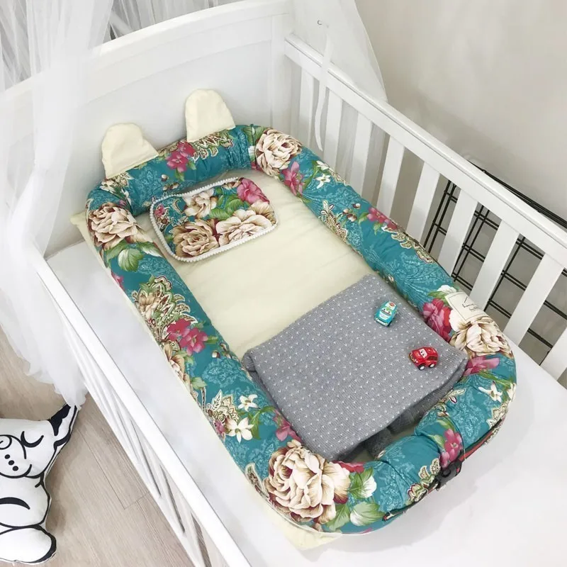  CACX New Baby Nest Bed Or Toddler Size Nest Mint And Owls Portable Crib Co Sleeper Baby Nest For Ne