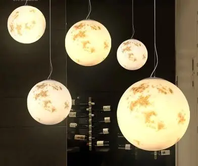 

2019 Hanglamp Pendant Lights Modern European Style Creative Elegant Designer Moon Shape Lighting Art Dome Light Lustre