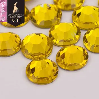 

Crystal Castle 4A glass flatback rhinestone Citrine Lime non hot fix crystal none glue no hotfix strass rhinestone for nail