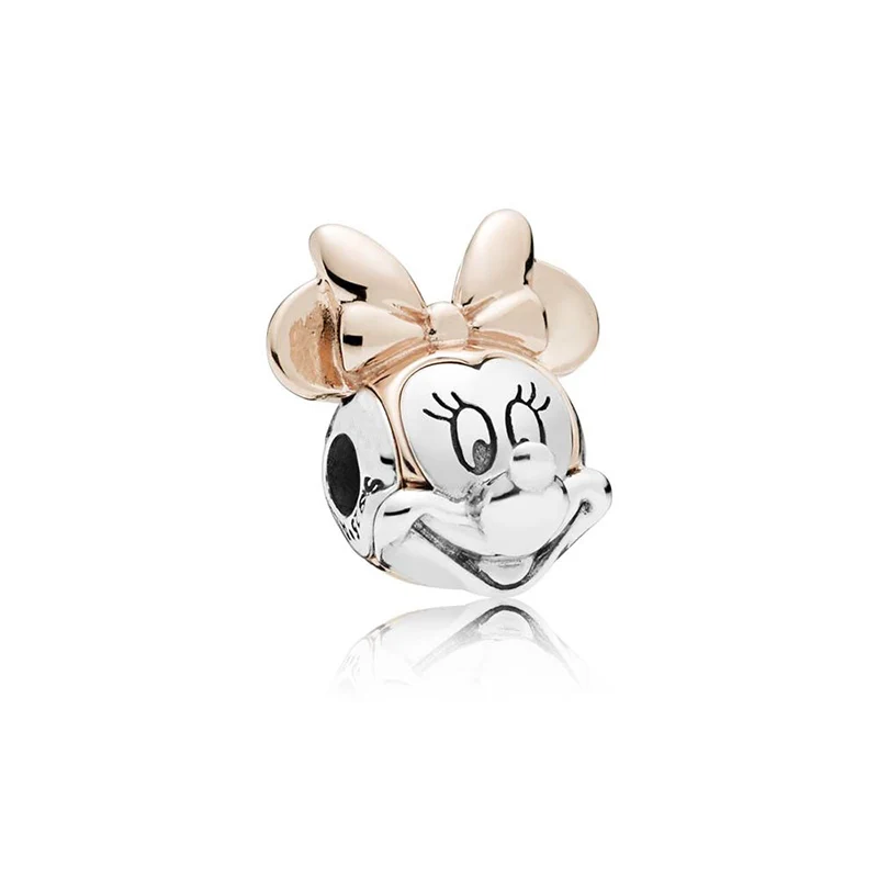 

LJP 2018 winter 925 Sterling Minnie Portrait Charm, Rose Golden fit Original Pandora Bracelet Beads Jewelry