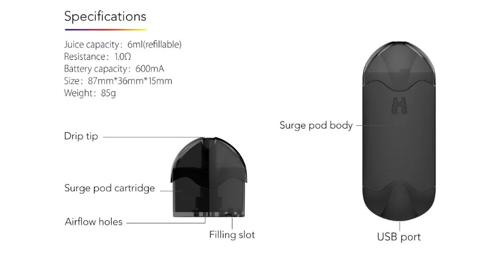 Hugsvape Surge 600mAh Pod System -2