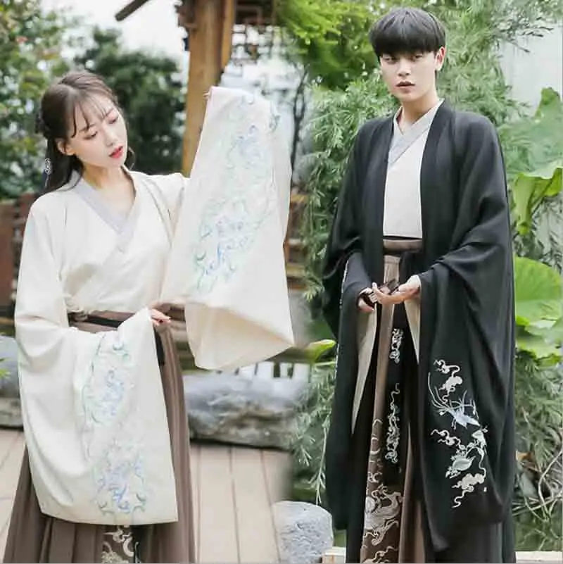 Большой размер 6XL для мужчин/женщин Hanfu черный/коричневый китайское традиционное