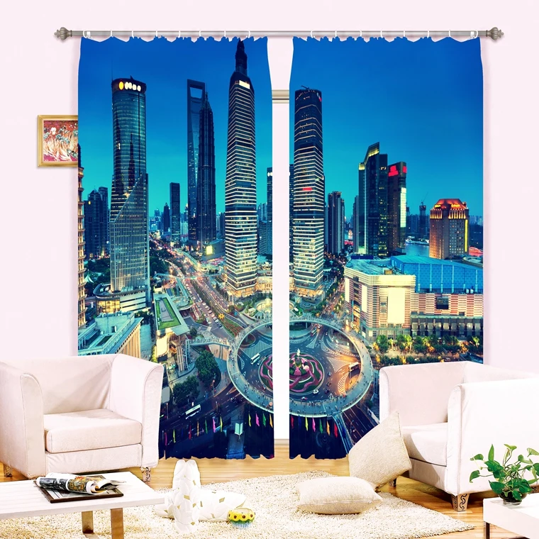 

City Lights dimensional printing three-dimensional picture Curtain