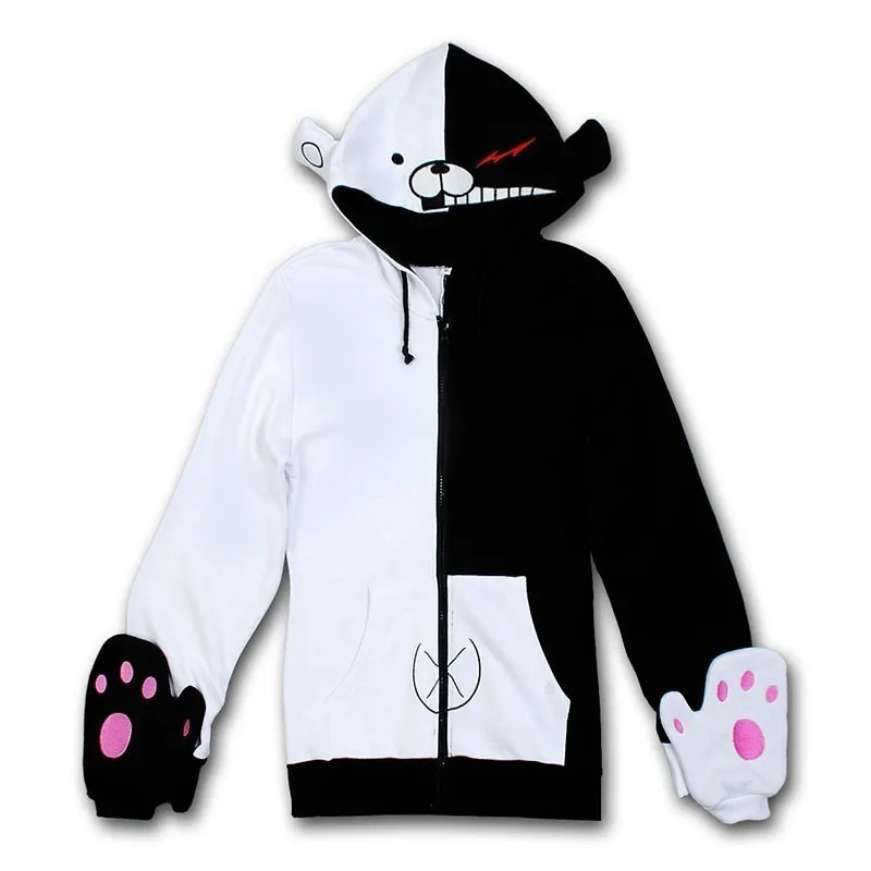 Dangan Ronpa Monobear Monokuma Black White Bear Sweatshirt Hoodie coat 