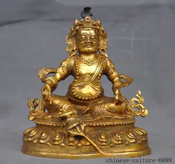 

wedding decoration Tibet Buddhism bronze Gilt Yellow Jambhala Wealth God Buddha Mouse Buddha Statue