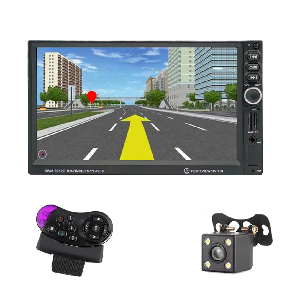 

New 7 inch 2 Din Car Multimedia Player MP5 player GPS Navigation Reversing With Camera Support AM/FM Steel Wheel Control