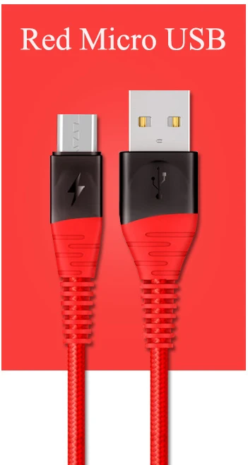 USB кабель 2.4A type C зарядное устройство для Android micro usb кабель для samsung huawei Xiaomi LG все микро-usb для устройств на аndroid кабели для мобильного телефона type-c - Цвет: Red Micro USB