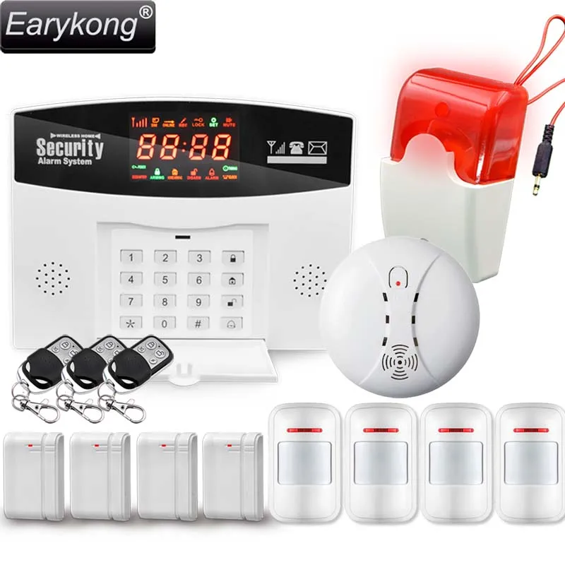 Hot Selling Free Shipping Wholesale Wireless PSTN GSM Alarm System 433MHz Russia Brizal Home Burglar Security