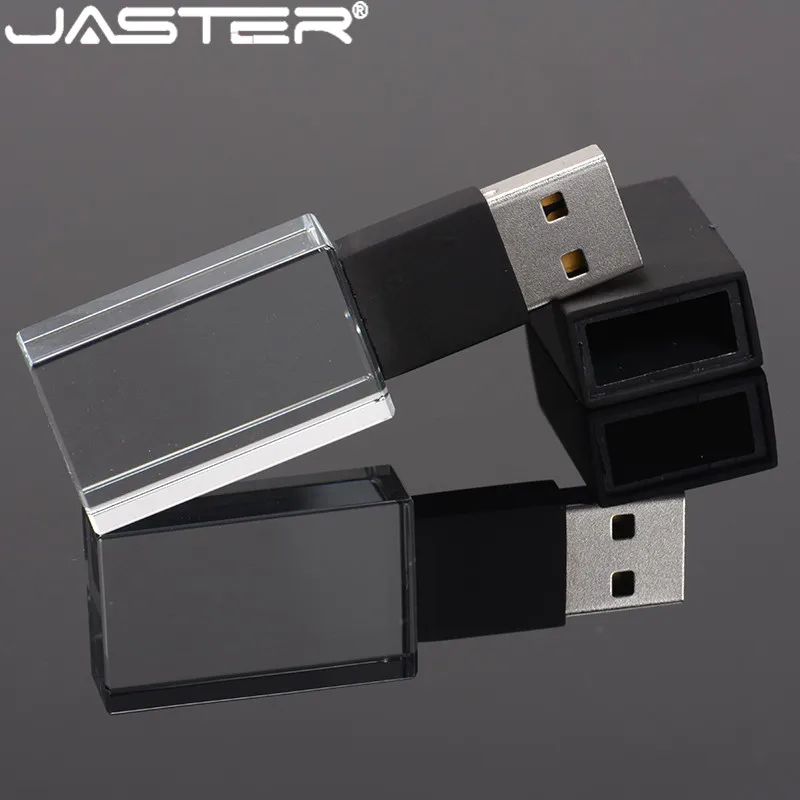 JASTER Кристальный USB 2,0 палочки пользовательский логотип 4 ГБ 8 ГБ 16GGB 32 Гб 64 ГБ флеш-накопитель usb прозрачное стекло