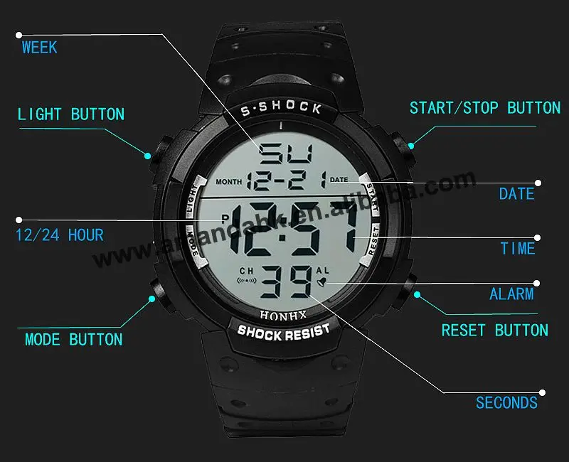 100 шт/партия HONHX 9001-2 мужские спортивные цифровые часы модные мужские деловые часы горячая Распродажа Красочные цифровые наручные часы