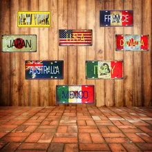 Мехико, Италия, Франция, автомобильная металлическая пластина, винтажное украшения для дома, жестяная вывеска в стране, для бара, кафе, художественная Настенная роспись, США, табличка, 30x15 см