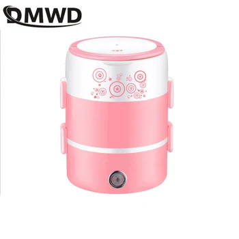 

DMWD Two layers portable Multifunction Electric PP Material Stainless Steel Rice Cooker heating lunch box food Steamer container