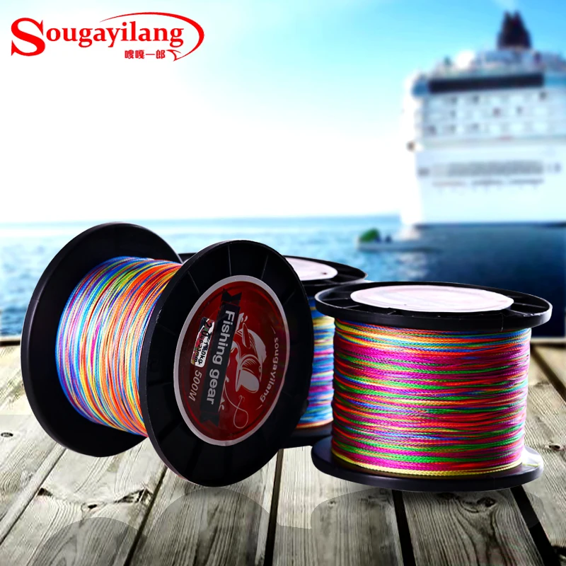 Sougayilang No.0.4 8 500M Braided Fishing Line Colorful Multifilament PE Braided Wire 12 70LB