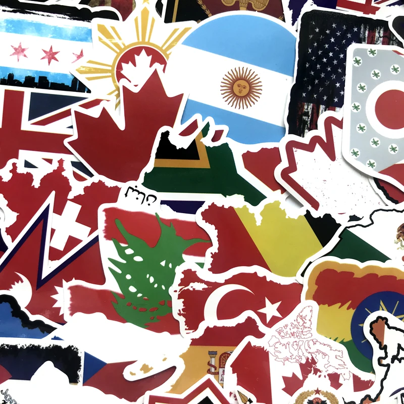 Персонализированные крутые наклейки 52 флаги страны детские игрушки Карта страны туристические наклейки DIY скрапбук чемодан ноутбук мотоцикл