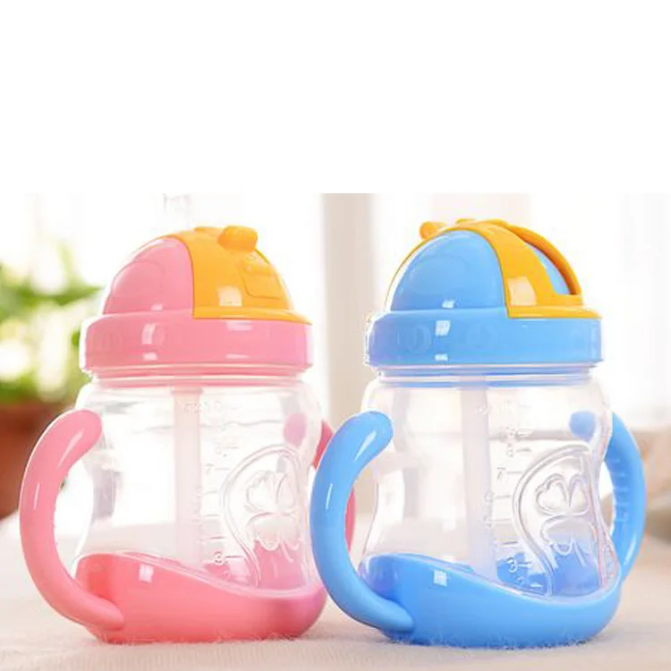 280ml Baby Straw Cups Kid Water Bottle Handle Children Learn Drinking