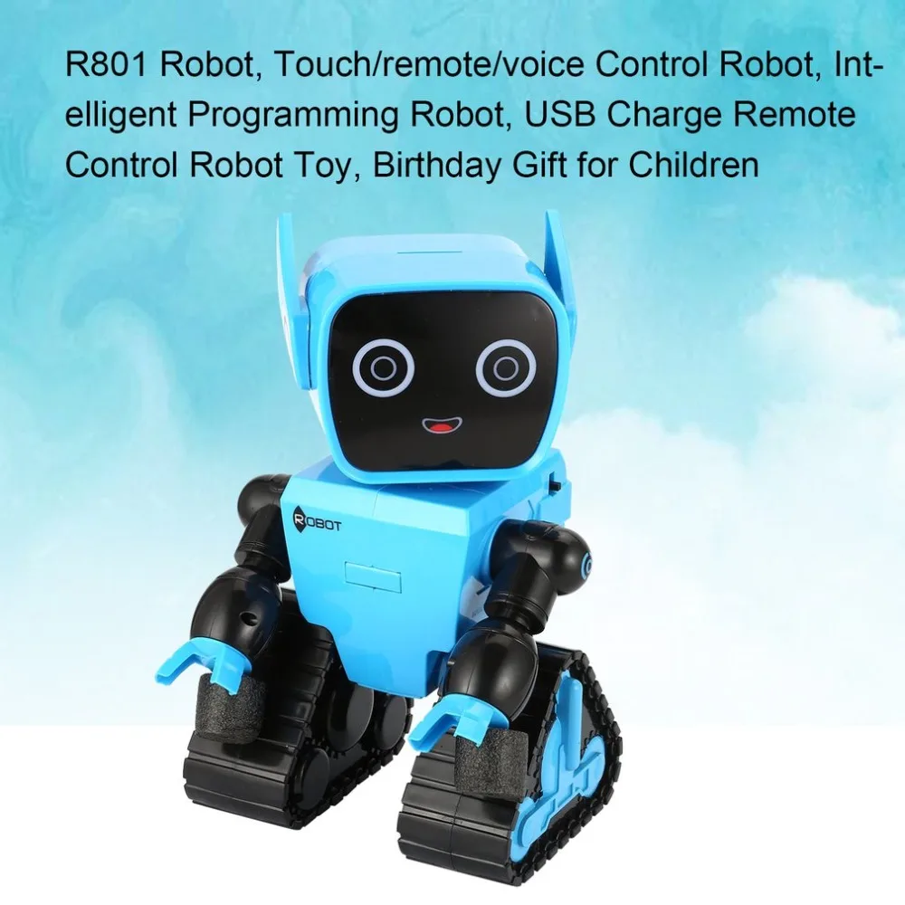 

Christmas R801 Touch/remote/voice Control Sensing Intelligent Programming Robot USB Charge RC Toy Birthday Gift for Children