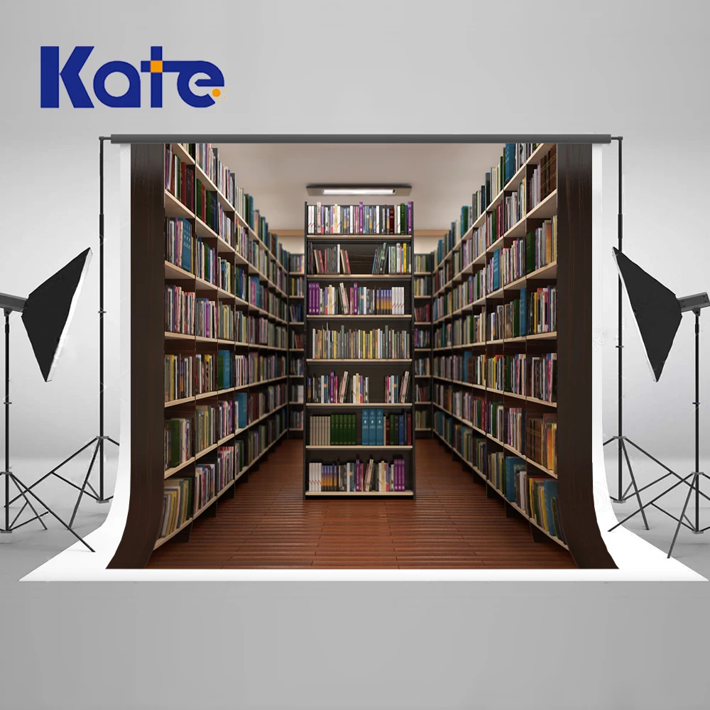 

Kate Retro School Library Study Bookshelf Backgrounds For Photo Studio Scene Children Photography Background Photographic