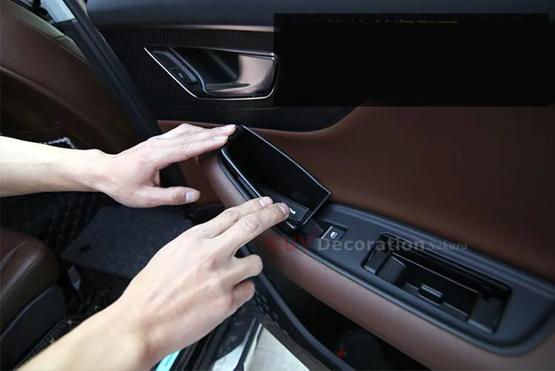Buy New !!! 16 18 Accessories Plastic Car Interior Side Door Storage Box Holder With the mat Fit for Audi Q7 2016 2017 2018