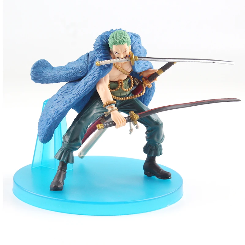 13cm Anime One Piece Bule Clothes Roronoa Zoro Figure Straw Hat Crew 20th Anniversary Toys EF5