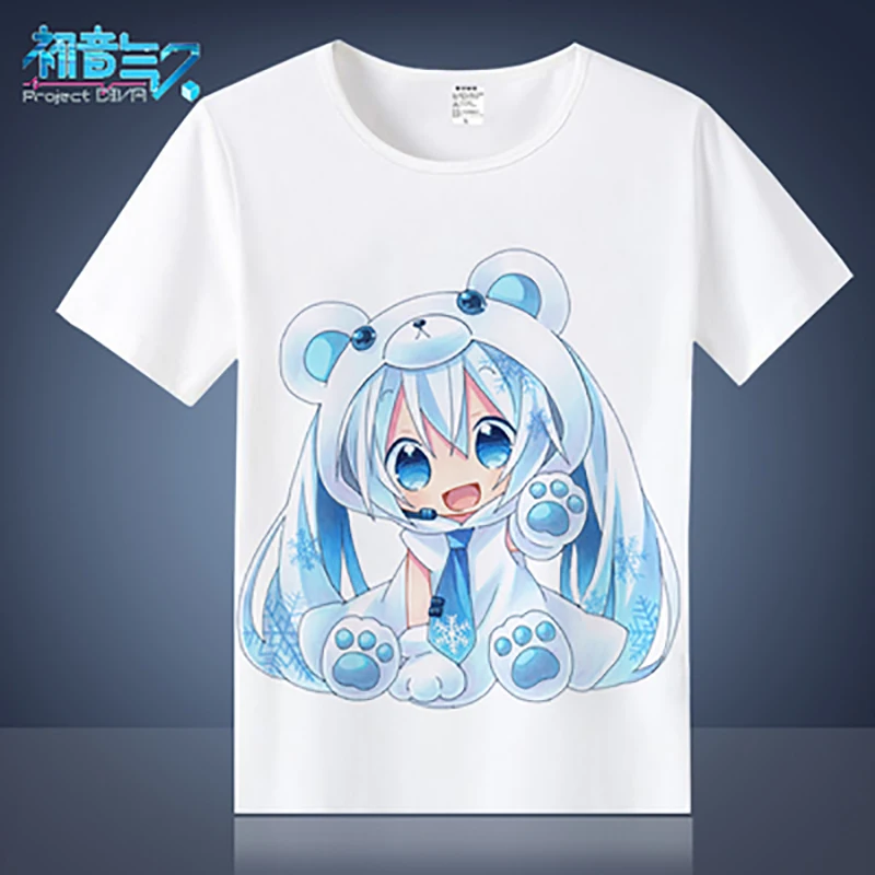 Футболка с коротким рукавом Hatsune Miku Sakura зеркальный тон Gemini Snow для мужчин и женщин