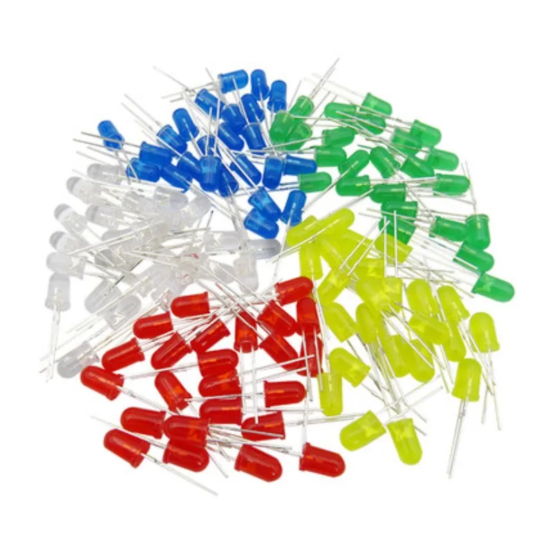

LED diode 3mm 5mm 10mm Light round 100pcs 5 colors Assorted Kit DIY LEDs Set Red Yellow White Green Blue electronic diy kit