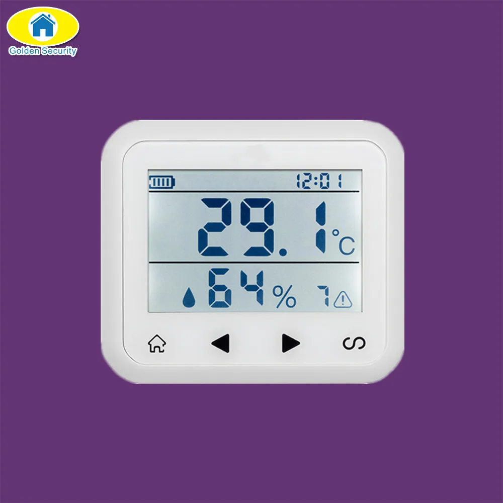 

Golden Security Wireles LED Display Temperature Humidity Detector Alarm Sensor for home Security alarm system