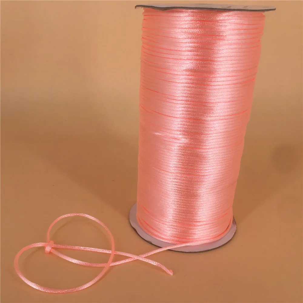2 мм х 20 метров китайский узел, сатиновый шнур розового цвета для плетения, Ювелирная фурнитура, бисерная Веревка# R156