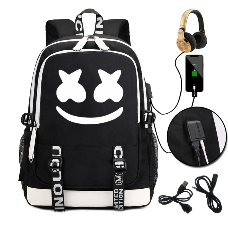 Marshmellw рюкзак DJ Светящийся рюкзак для подростков студенческие школьные сумки с Usb зарядкой мужские женские дорожные сумки для ноутбука Rucks