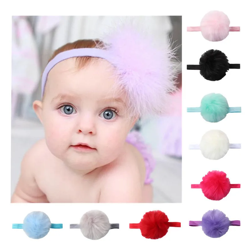 

Newborn Bebes Headband Girls Cute Pompom Headwear Christmas Baby Hair Bands Baby Hair Accessories 9 Colors D1046