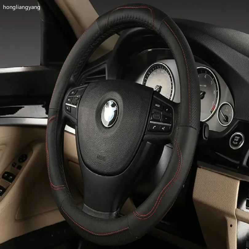 

classic style genuine leather steering wheel cover diameter 36cm 38cm 39cm 40cm 42cm 45cm free shipping