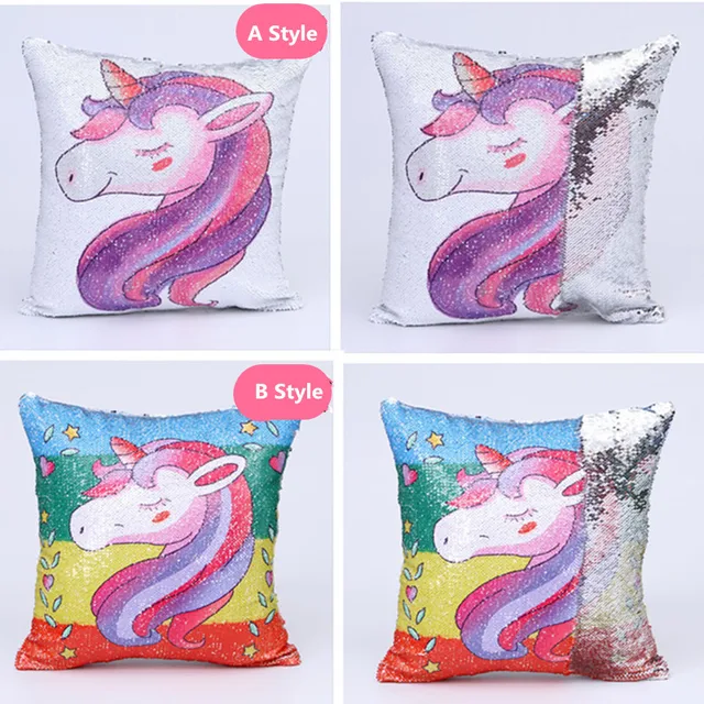 Paillettes Reversibile Federa Unicorno Fodere per Cuscini 40*40 Decorativo Della Paillettes Reversibile Federa Unicorno Fodere per Cuscini 40*40 Decorativo Della